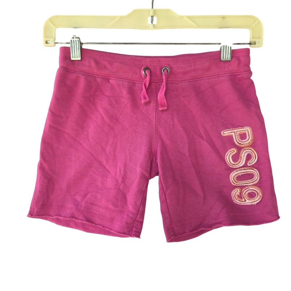 Girls Size 10/12 Bermuda Pull On Sweat Shorts Red Rhinestone Crowm Drawstring